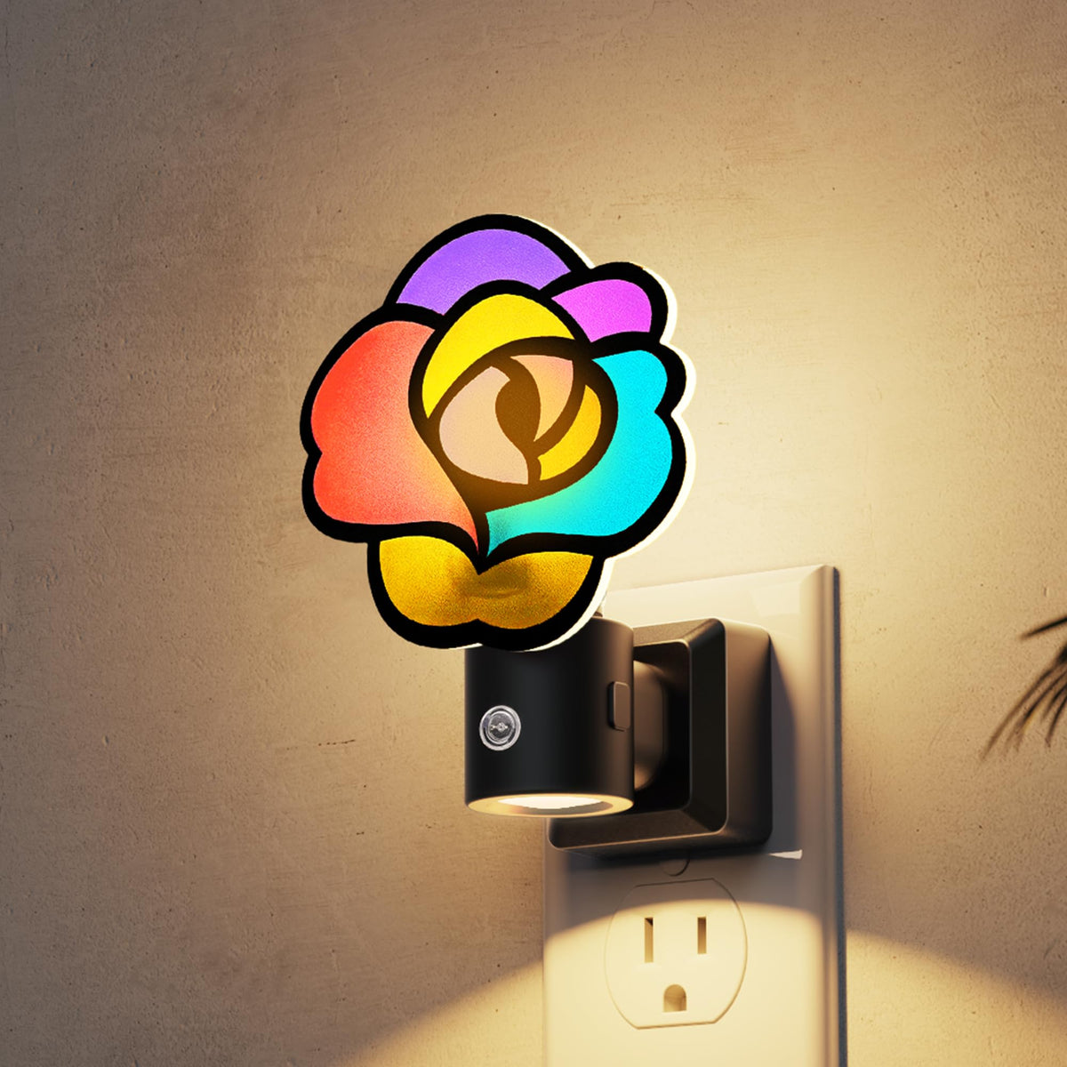 Night Lights Plug into Wall (Colorful Gothic Rose / 1 Pack)