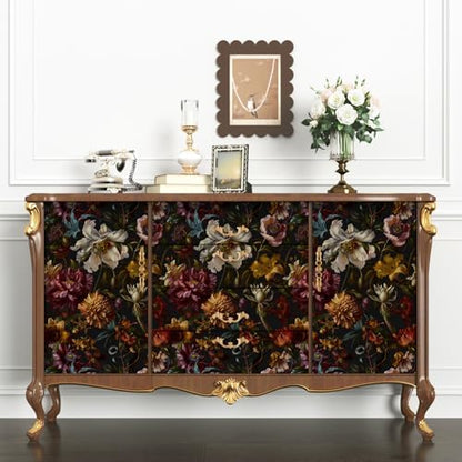 Vintage Black Boho Gothic Floral Peel and Stick Wallpaper 17.4"x118" (Black/Dark Yellow / 17.4" x 118")