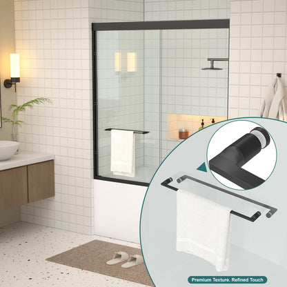 Double Sliding Glass Bathtub Shower Door 55 (Black / 60''x62'')