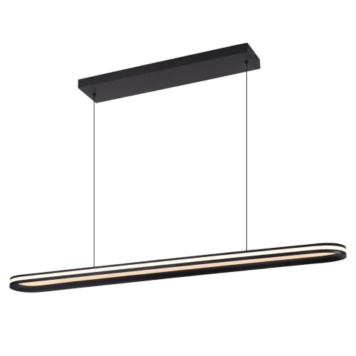 Modern LED Pendant Light Dimmable Linear Pendant Light 39.4in Semi Flush Mount Long Lights with Remote Control and Side Lighting for Living Room Kitchen Dining Room