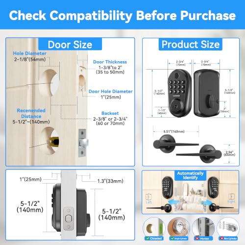 350YS 5-in-1 Keyless Entry Door Lock Smart Deadbolt with Handle