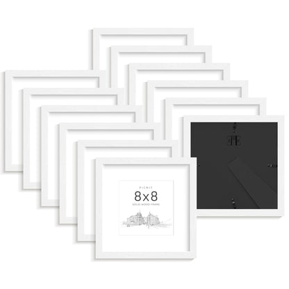 8x8 Solid Wood Frame Set of 12 (White Wood Grain / 8x8)