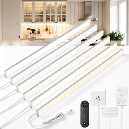 0.3in Ultra Thin Linkable Under Cabinet Lighting Bar Plug (Touch+Remote / Silver)