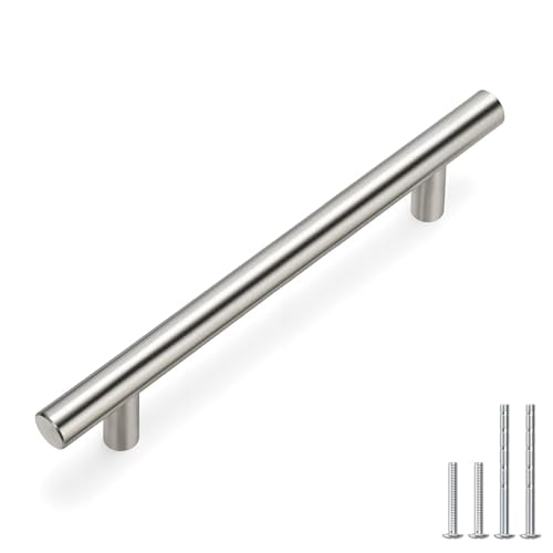 50 Pack Cabinet Pulls Modern Drawer Pulls (5in hole centers / Brushed Nickel)