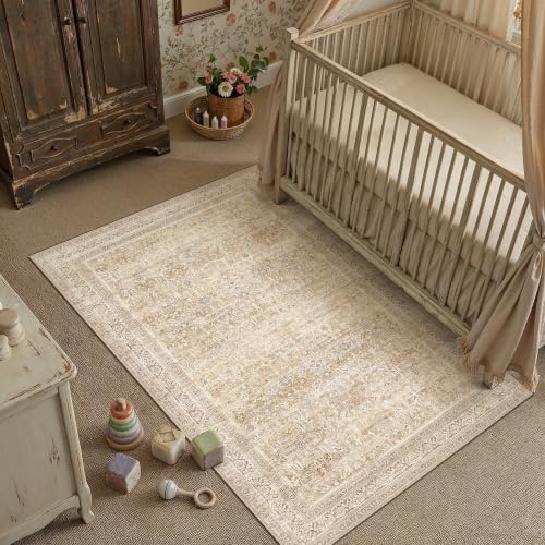 4x6 Beige Neutral Retro Area Rug (Retro | Beige / 4' x 6' (Rectangular))