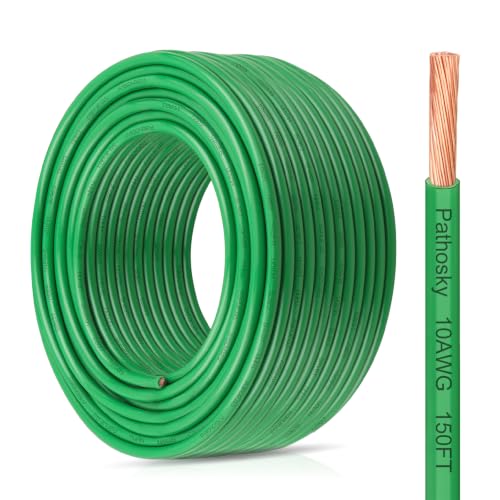 THHN Wire 10 Gauge 150FT Stranded Copper Electrical Building Wire 600V with Nylon Sheath & PVC Insulation (Green / 10AWG 150FT)