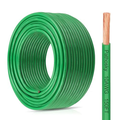 THHN Wire 10 Gauge 150FT Stranded Copper Electrical Building Wire 600V with Nylon Sheath & PVC Insulation (Green / 10AWG 150FT)