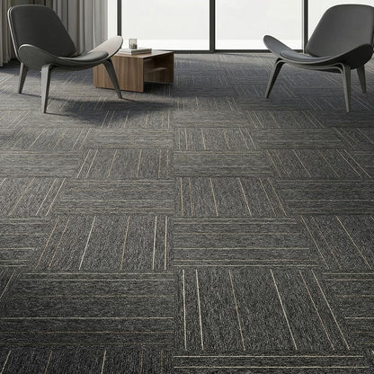 32 Pieces of Carpet 20x20 inch Square Carpet Tiles (dark gray stripe-06)