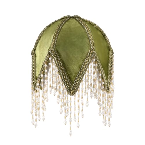 vintage Lampshade With Olive Green Velvet Tassel