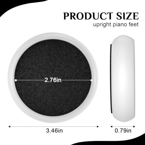 Piano Caster Cups (White / 8 Pack)