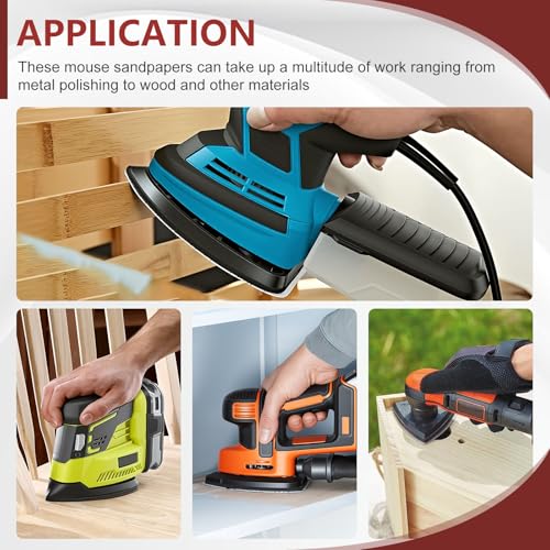 Oscillating Tool Sanding Pads Kit Triangle Sanding Pads and Finger Sanding Pad Fit for Finishing Wood Plaster Metal Leather Compatible with Multiple Tools