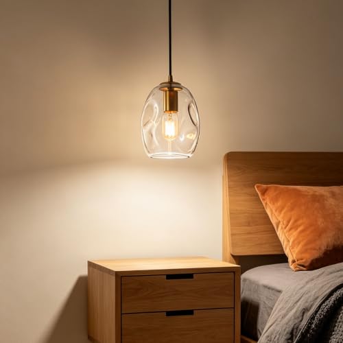 6.4 Inch Gold Glass Pendant Lights Kitchen Island Hanging Fixtures
