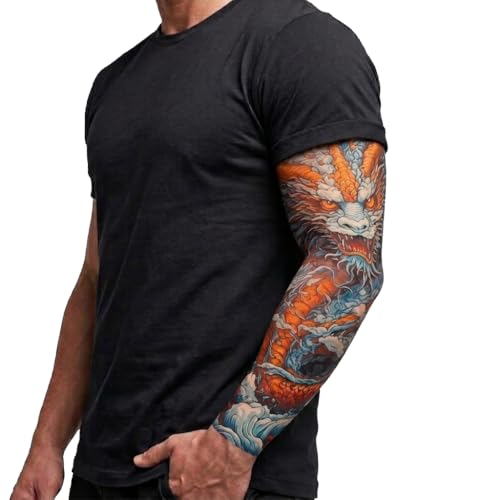 2 Pcs Tiger Dragon Crane Tattoo Arm Sleeves
