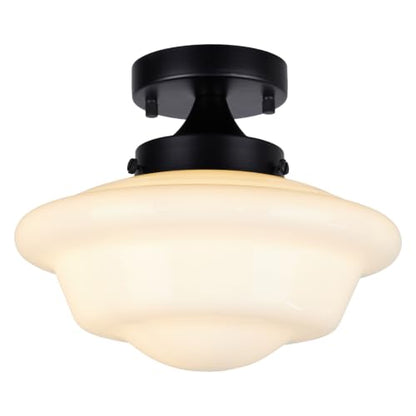 Semi Flush Mount Ceiling Light Modern Schoolhouse Ceiling Light Fixture Milk White Glass Flush Mount Light for Hallway Bedroom Kitchen Living Room