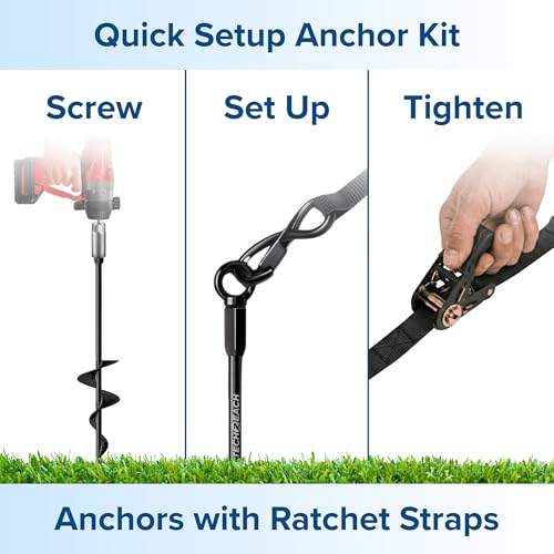 Ground Anchors Screw in Kit with Ratchet Straps