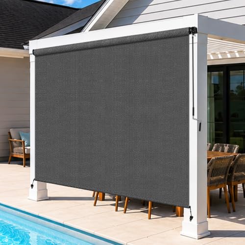 Outdoor Roller Shades for Patio (Grey / 72"W x 96"H)