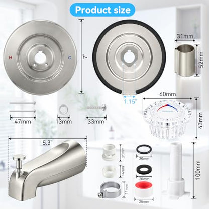 Tub Shower Trim Kit with Tub Spout Compatible with Moen T470 Chateau Valve