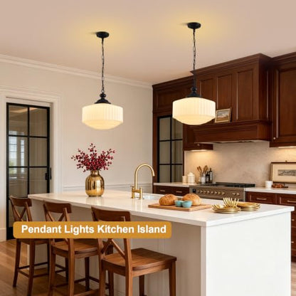 Vintage Milk Glass Pendant Light