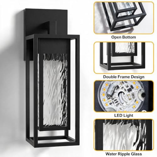 15IN Porch Light Outdoor (Black(No Sensor))