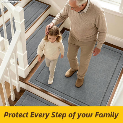 Non Slip Stair Landing Rug Mat (2'6" x 2'6" (Rectangular) / Light Grey)