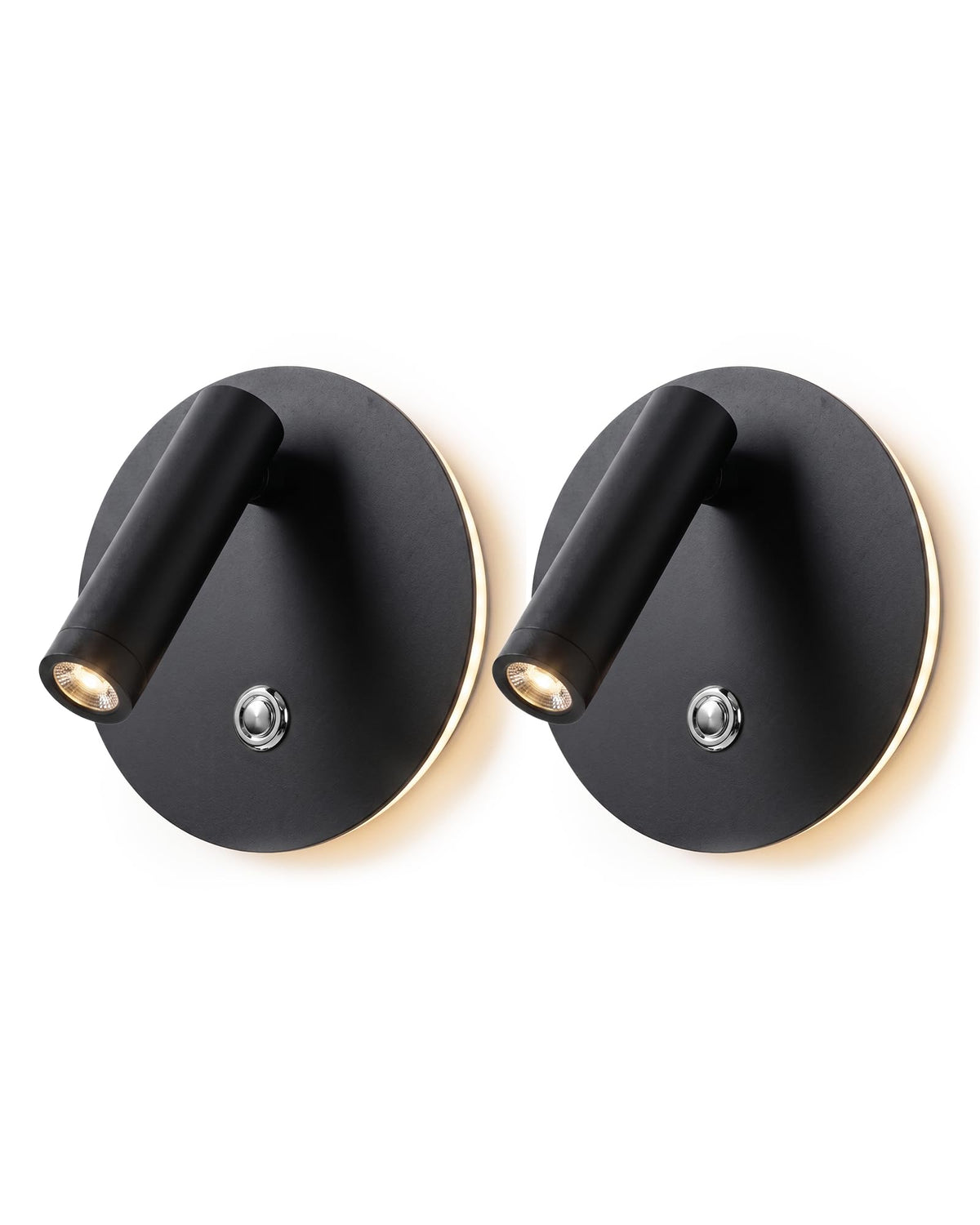 6W LED Bedside Wall Sconce with Switch (Black 2Pcs)