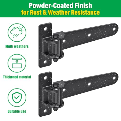 Heavy Duty Gate Hinges for Farm & Driveway Gates (T Hinges, 2 Pack)