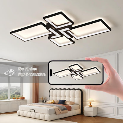 Modern Ceiling Light 32'' 50W 3000K (Black / 32 in)