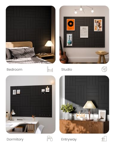 Felt Bulletin Board & Cork Board Alternative (Black-1 / Bold-stripe 12-pack)