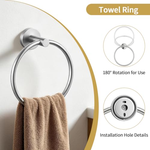 5 Piece Brushed Nickel Bathroom Accessories Set Bathroom Towel Bar (Brushed Nickel)
