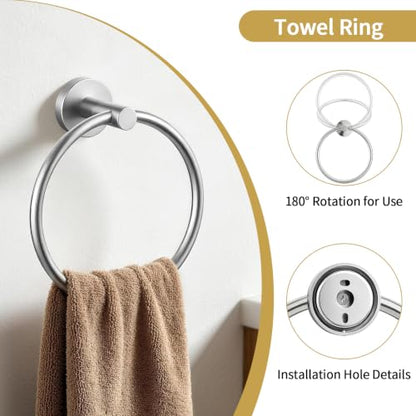 5 Piece Brushed Nickel Bathroom Accessories Set Bathroom Towel Bar (Brushed Nickel)