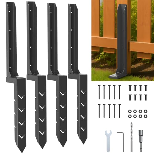 Fence Post Repair Kit for Leaning Fences (Black)
