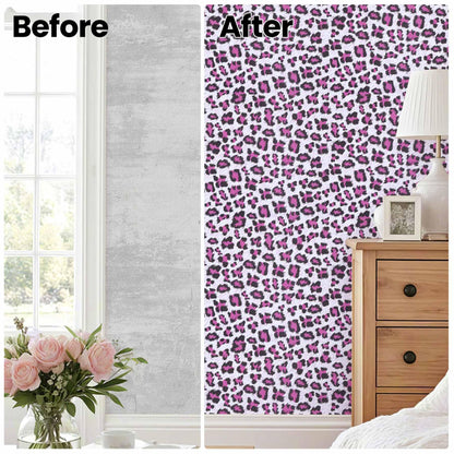 Pink and White Cheetah Print Decor Wallpaper (Pink/White / 17.3" x 118")