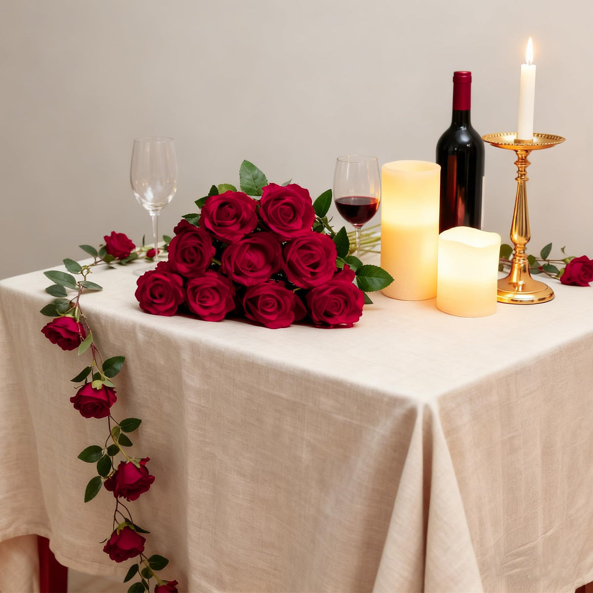 100Pcs Red Roses Artificial Flowers with Stems (Red / 100Pcs)