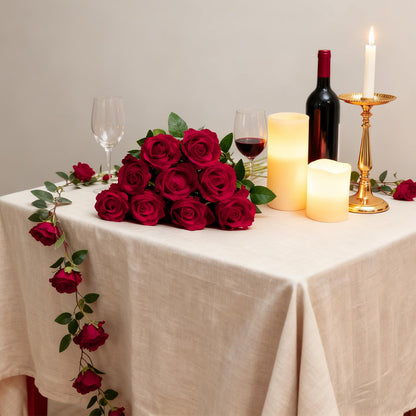 100Pcs Red Roses Artificial Flowers with Stems (Red / 100Pcs)