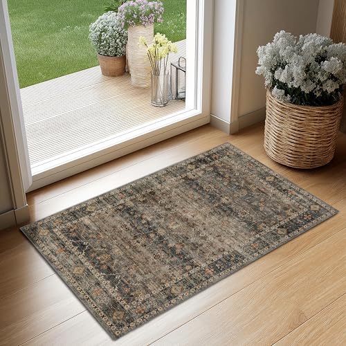 Washable Small Area Rug 2×3 for Entryway (Camel / 2' x 3' (Rectangular))