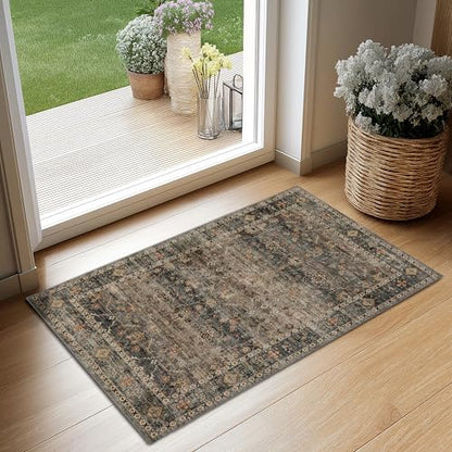 Washable Small Area Rug 2×3 for Entryway (Camel / 2' x 3' (Rectangular))