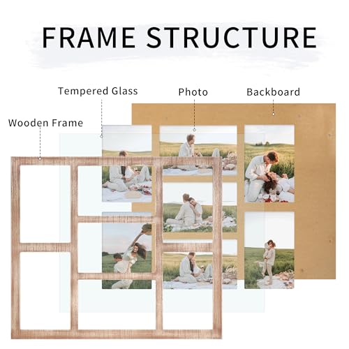4x6 Picture Frame Collage for Wall Decor with Real Glass (Rustic Brown / 13x15in (2Pack))