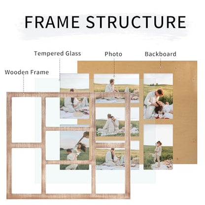 4x6 Picture Frame Collage for Wall Decor with Real Glass (Rustic Brown / 13x15in (2Pack))