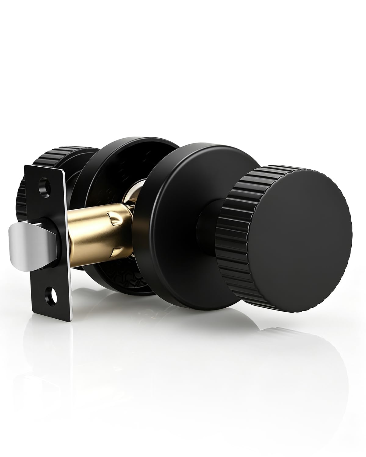 1 Pack Black Door Knobs Interior (Black)