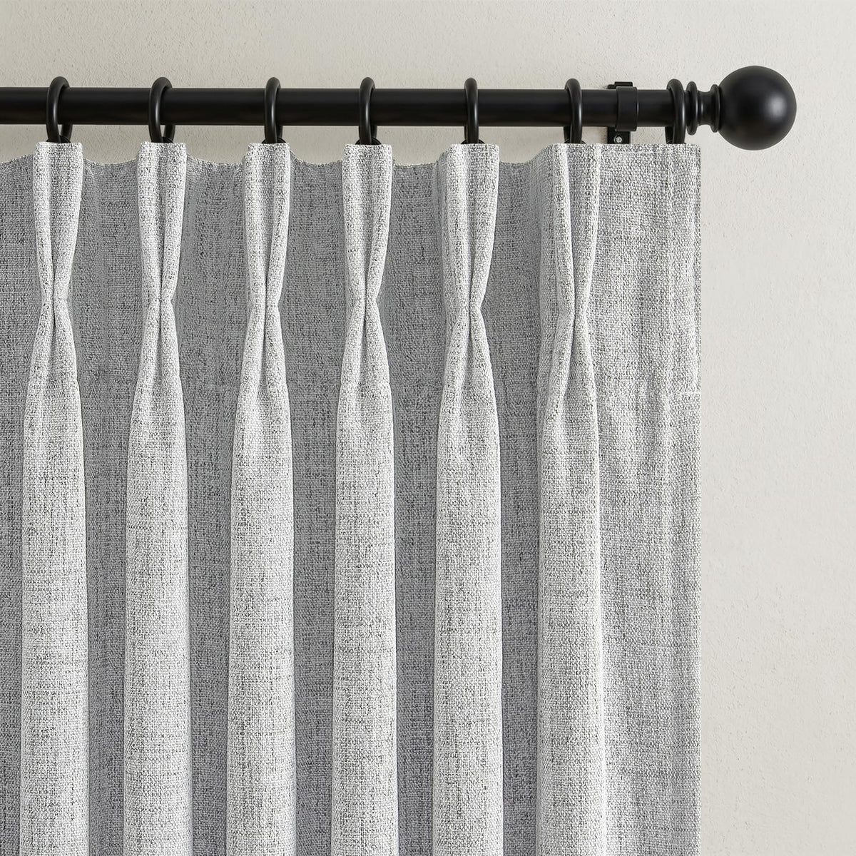 Extra Long 108 Inch Pinch Pleated Blackout Curtains 2 Panels (Lightgrey / 50"W x 108"L (Pack of 2))