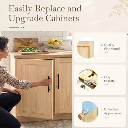 2 Pack Unfinished Pine Shaker Cabinet Doors