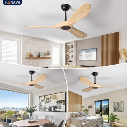3 Blade Natural Wood Ceiling Fan No Light