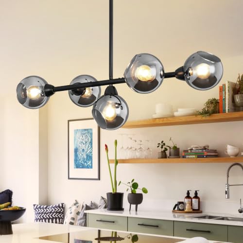 Large Linear Chandeliers for Dining Room Extra Long Linear Chandelier with Open Glass Lampshade Sputnik Goble Glass Chandelier