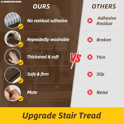 Stair Treads for Wooden Steps Indoor (30" X 8" / Brown)