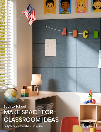Felt Bulletin Board & Cork Board Alternative 48'' x 36'' (Dusty Blue-1 / Solid tile 6-pack)