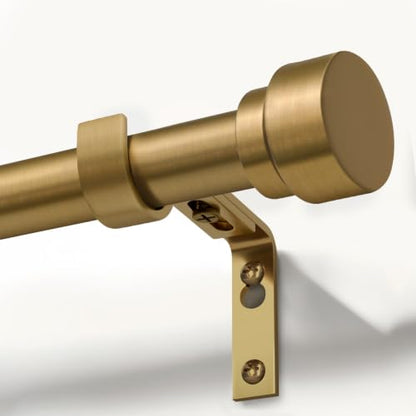 Warm Gold Curtain Rods for Windows 48 to 84 with Adjustable Brackets Heavy Duty 1" Diameter Brass Window Treatment Rod with Solid Metal Finials for Outdoor Bedroom Kitchen Living Room (Warm Gold / 16"-88"|1 Pack)