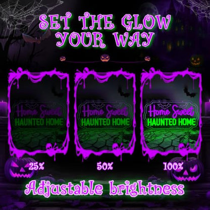 Home Sweet Haunted Home Halloween Neon Sign Haunted House Neon Led Sign (Home Sweet Haunted Home)