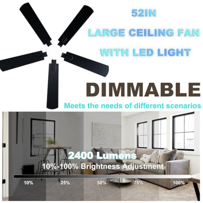 Black Ceiling Fan with Display Remote (Black SY39-52IN)