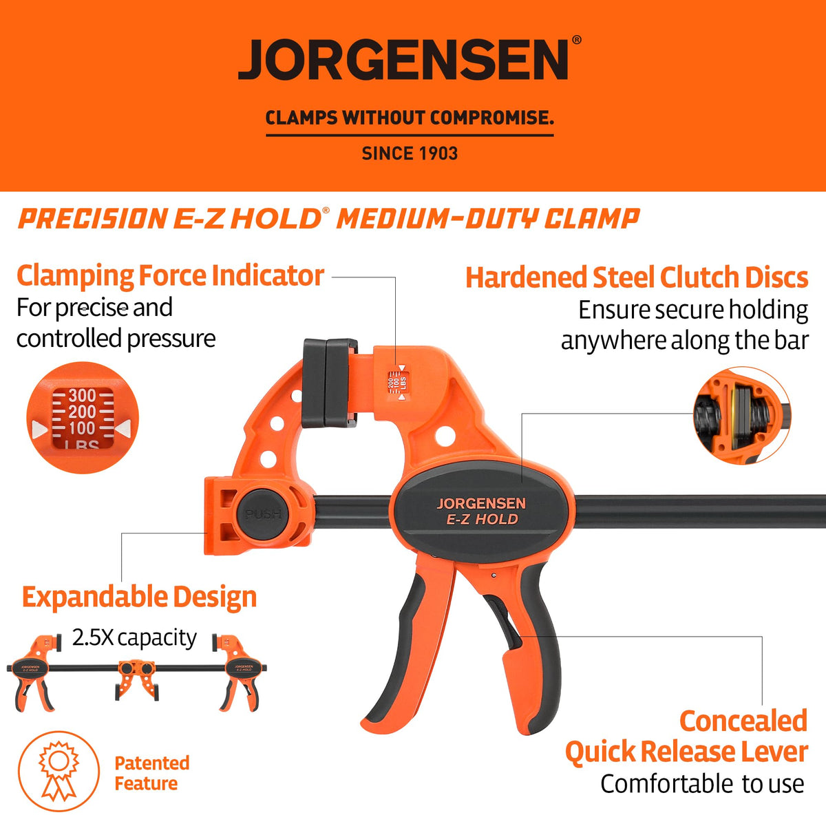 E-Z Hold 2-Pack 18" 300LBS Load Indicator Woodworking Bar Clamps (18 inch)