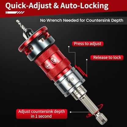 Countersink Drill Bit Set with Depth Stop Collar